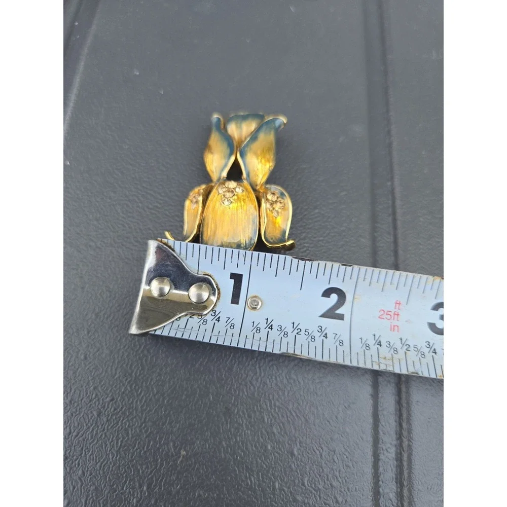 Vintage Monet Enamel Brooch Floral Gradient Blue Petals